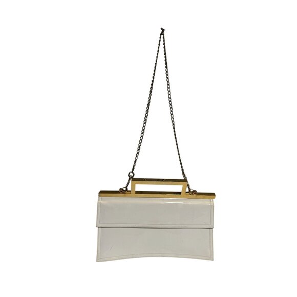 Vintage Patent Leather Structured Hand Shoulder Bag Womens Elegant Evening - Picture 4 of 6